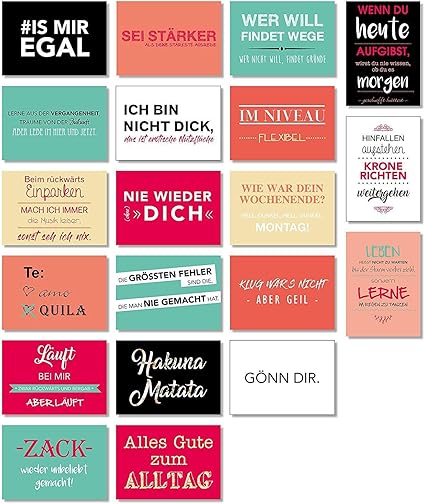 Dv 187 Lot De Cartes Postales Avec Inscription En Allemand I Din A6 I Lot De Cartes Avec Citations Amusantes Pour Decoration D Amour D Amitie Motivation Pour Cadre Photo Amazon Fr Fournitures De