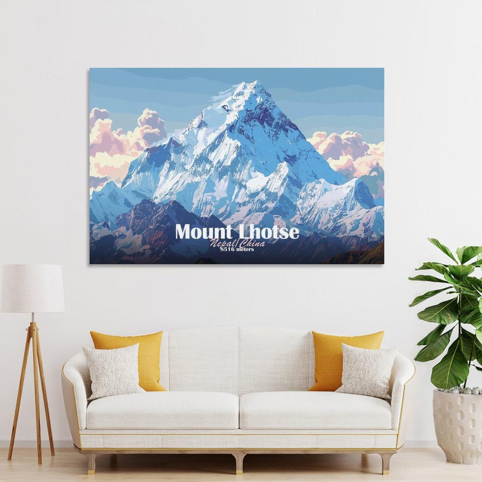 Junmoney Mount Lhotse Illustration Room Decor Wall Art, 20x30inch(50x75cm), for Entrance Walls, Hall Decor Or Foyers, A Neat Decor Update for Hallways