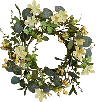 Artificial Eucalyptus Berry Wreath, Front Door Wreath 16 Inch, Spring Greenery Wreaths with Berries for Outdoor Farmhouse Wall Window All Seasons