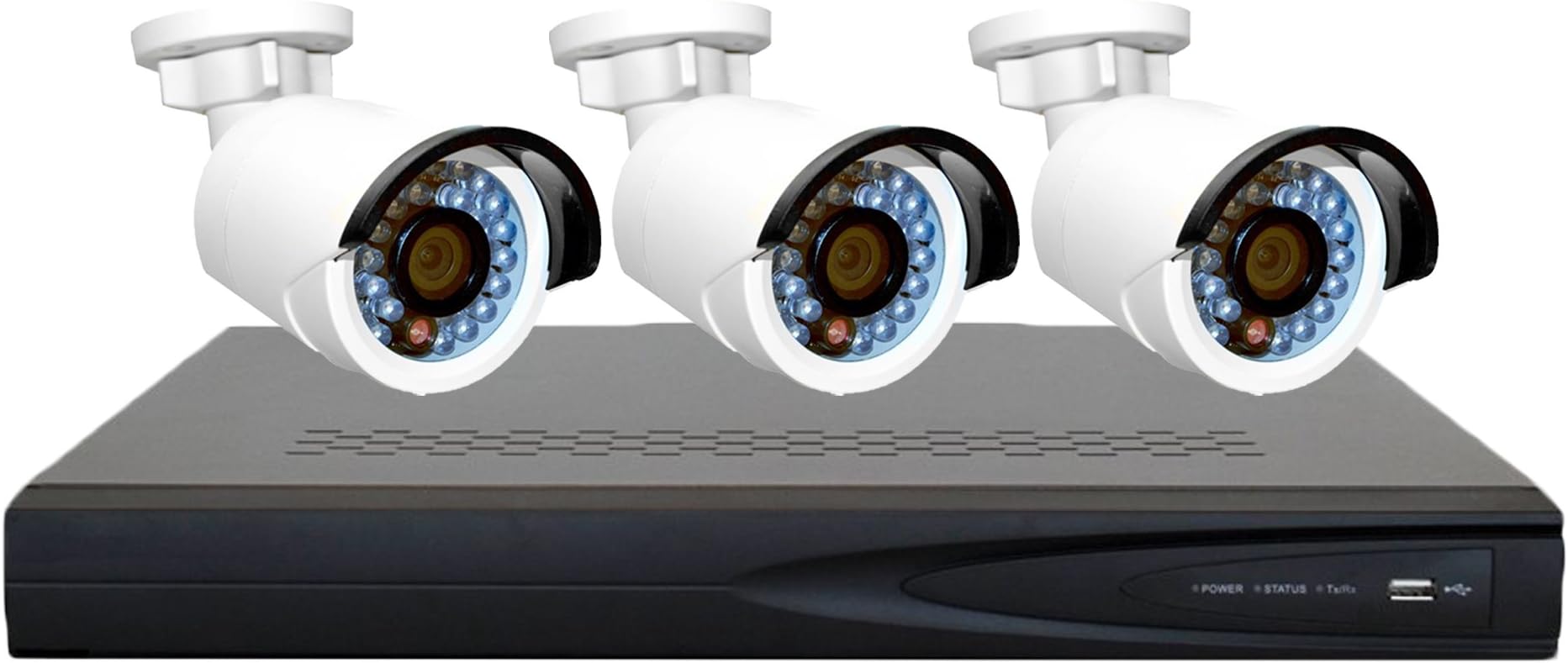 SM PKG 803: 3MP (2048x1536P) IP Industrial-Grade Complete Security Package | (3x) 3 Megapixel (1,000,000 more pixels than 1080P, 300% more detailed than 720P) Outdoor Rated Mini Bullet Security Cameras, 8-Channel Plug and Play NVR, 2TB Surveillance-Grade Hard Drive and Ethernet Cables Included