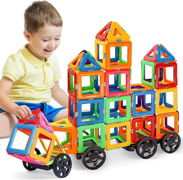 Magnetic Building Blocks 38PCS Magnetic Tiles Toys for 2 3 4 5 6 7 8 Years Old Boys and Girls STEM Educational Toys kids Toddlers Children's Birthday for Girls Boys Toy Ages 3 4 5 6 7
