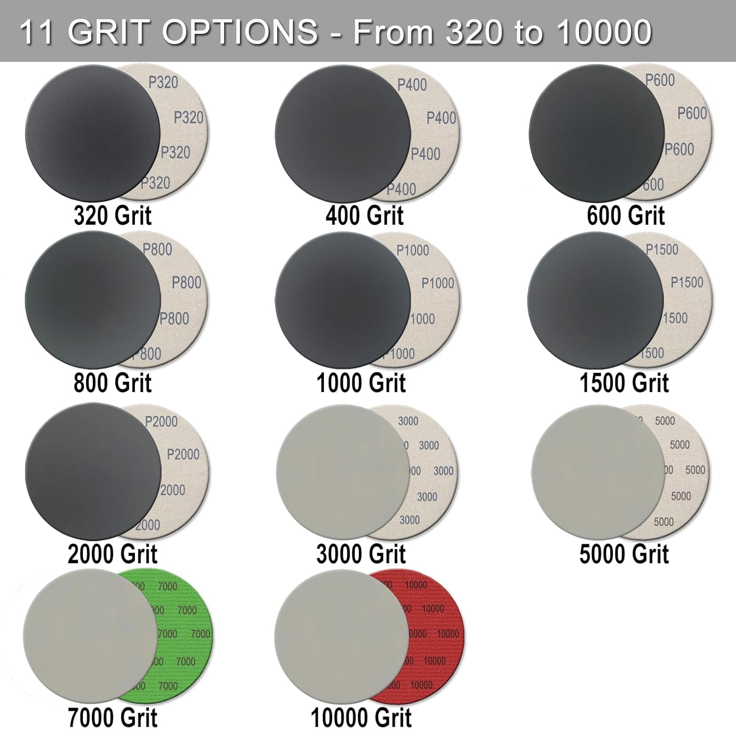 50Pcs 5 Inch Hook and Loop Sanding Discs, 1000 Grit Wet Dry Sandpaper, Silicon Carbide Round Sand Paper Pads for Random Orbital Sander, Automotive Wood Metal Sanding Polishing