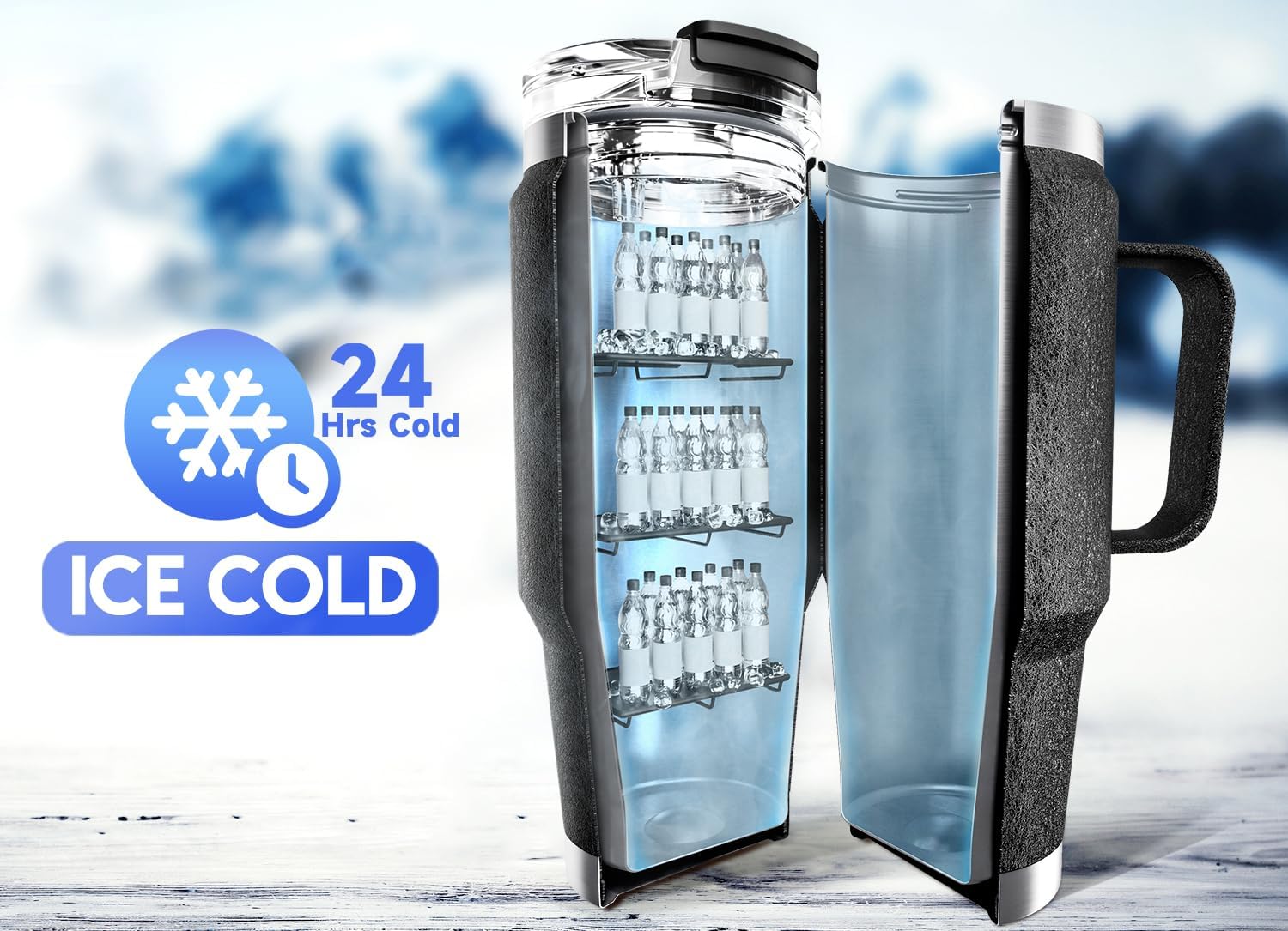 Meoky 32oz Tumbler with Handle, Stainless Steel Travel Mug with 2-in-1 Straw and Sip Lid, Vacuum Insulated Coffee Mug, 100% Leak Proof, Keeps Cold for 24 Hours or Hot for 8 Hours (Night) - Image 2