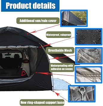 Auto Zelt Heckzelt Auto300cm*150cm*210cm autozelt für 2-3 Personen Mit 1 Wasserdichter Plane autozelt heckzelt Heckzelt für SUV/Pkw Campingplätze im Freien