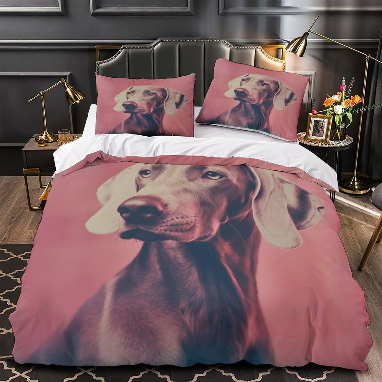Parure de lit Chien de Weimar hypoallergénique et résistante en microfibre