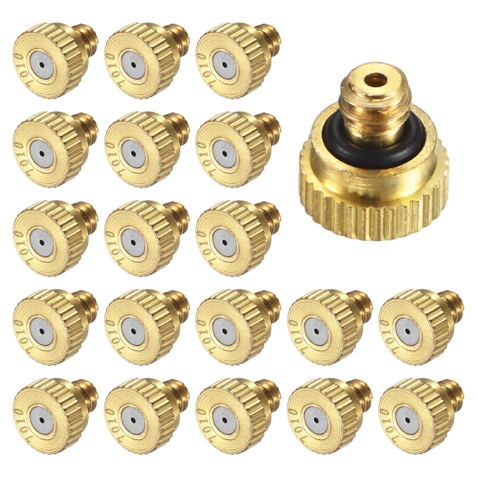 M METERXITY 20-Pack Brass Misting Nozzles 0.028in/0.7mm Orifice