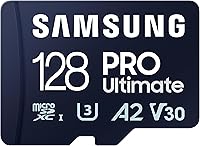 Vista 1 de Samsung PRO Ultimate tarjeta de memoria microSD + adaptador, microSDXC de 128 GB, hasta 200 MB/s, 4K UHD, UHS-I, clase 10, U3, V30, A2 para cámara