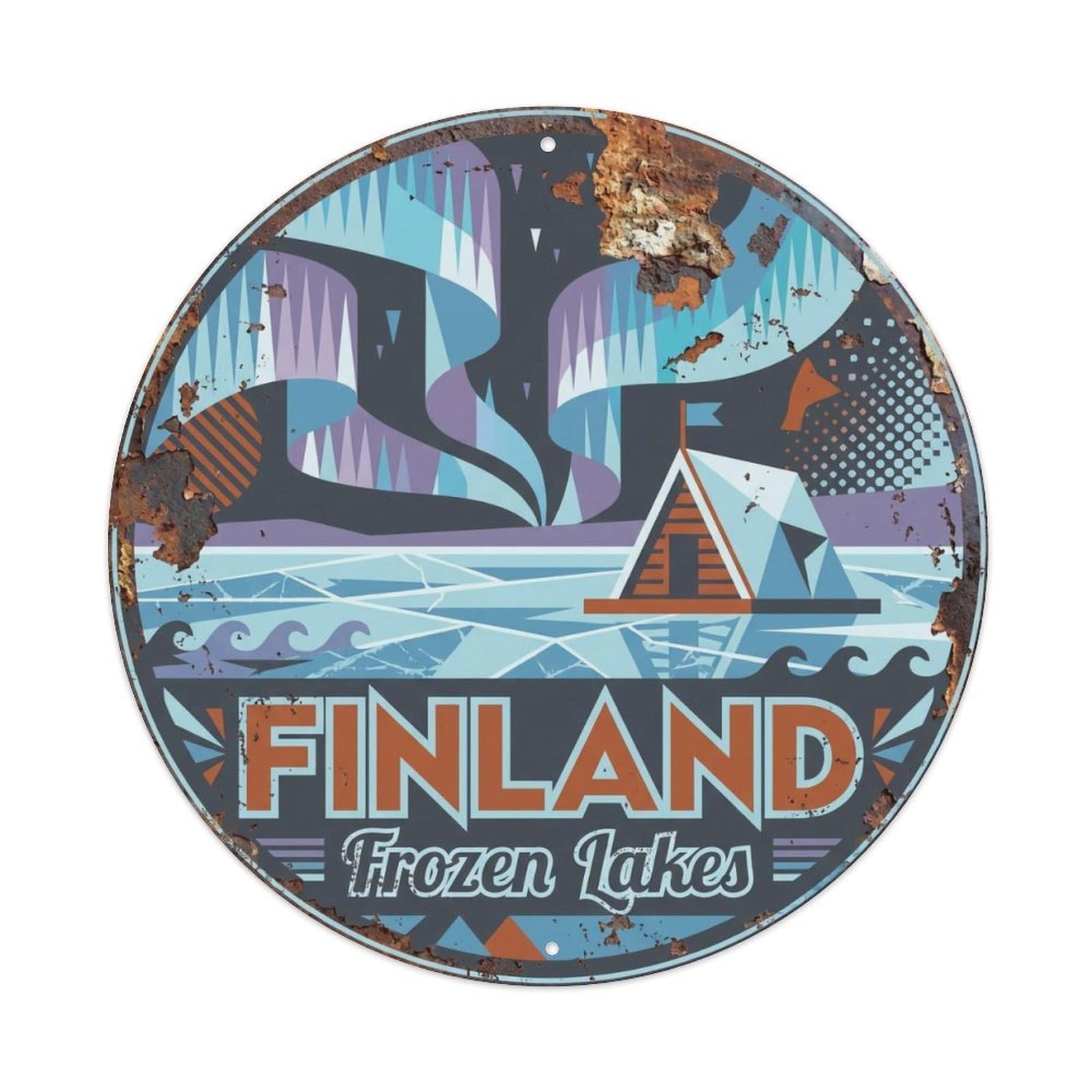 Vintage Travel Finland Breathtaking Vintage Metal Tin Sign Plaque