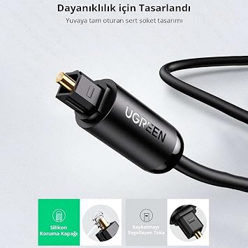 Ugreen Fiber Optic Audio Cable Black 1.5 Meters