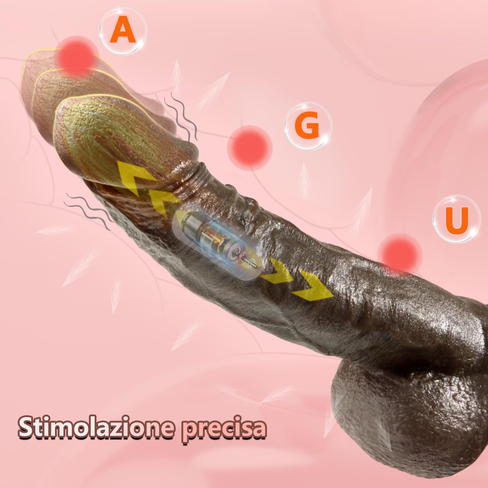 25 cm Dildo Realistico Vibratoreper Vibratore Anale Pene Realistico XXL Grosso Dildo Vibratore Anale Gigante 3 Spinte 9 Vibrazionecon Riscaldante Sexytoysys Donna Professionale, Nero