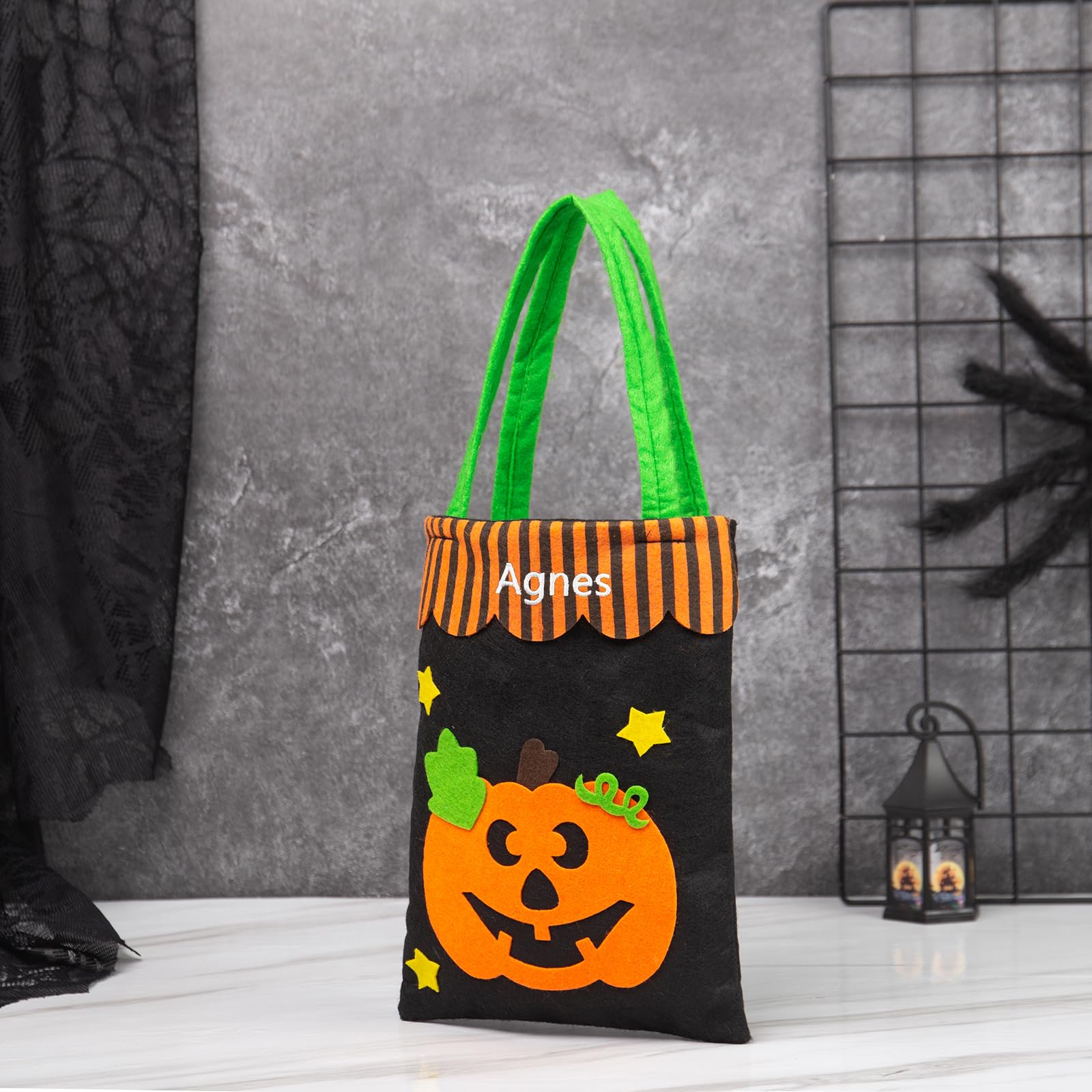 EnvoGif Personalized Halloween Trick or Treat Bags Halloween Bags for Trick or Treating Candy Bags for Kids Halloween Party (7-Pumpkin)