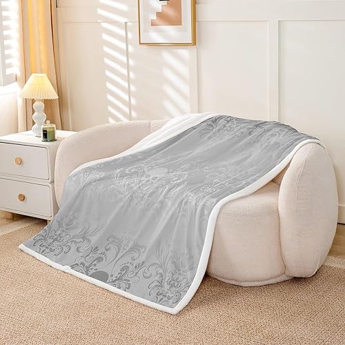 Miniatura 10 de Manta de damasco negro para adultos, manta barroca victoriana antigua, gótica, vintage, floral, manta exótica de calavera de azúcar de 90 x 90