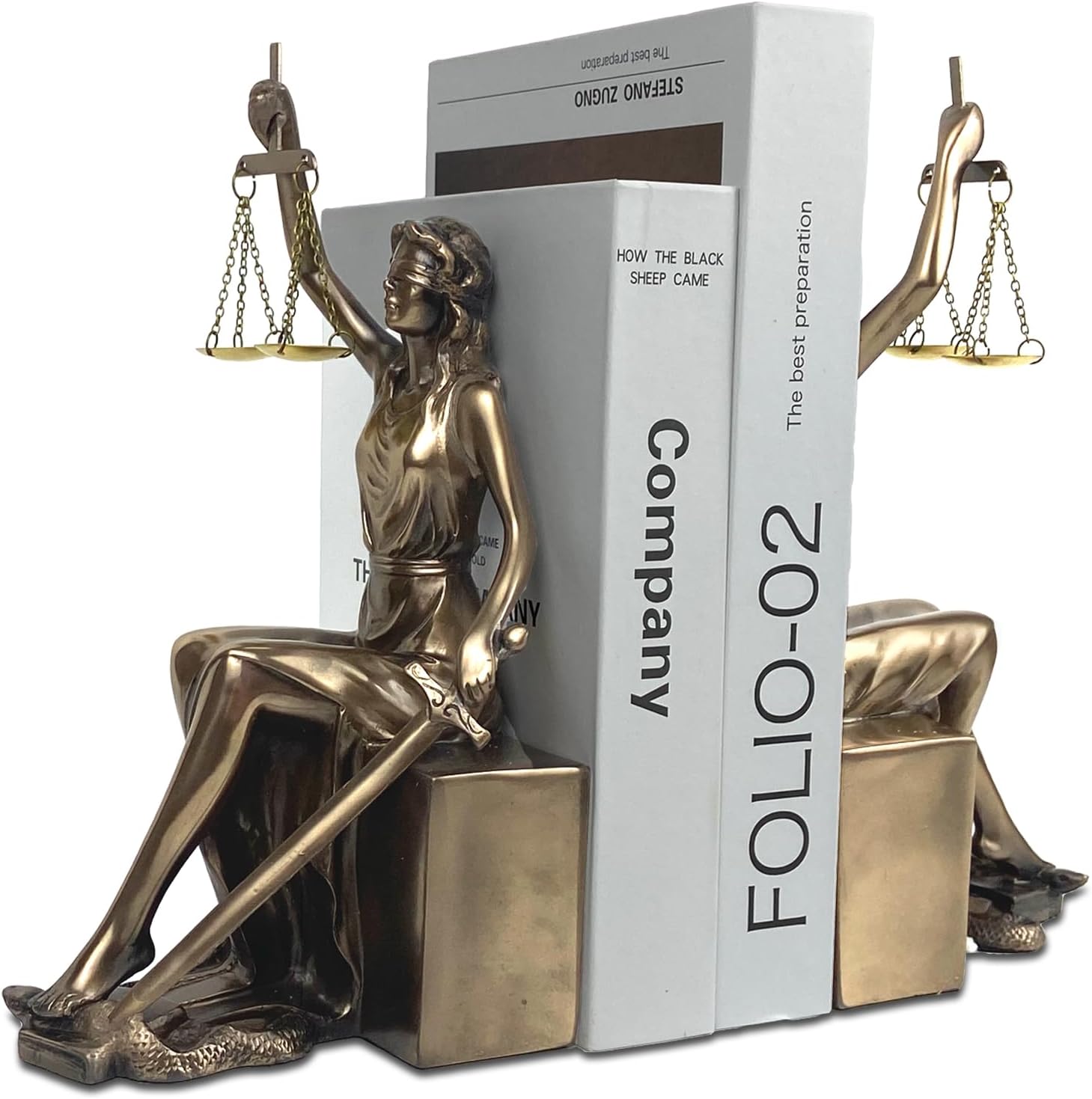 Lady Justice Statue Decorative Bookends Home Decor Roman Goddess Sculptures Gifts, Best for Lawyers and Law Students(10 x 5 x 4 inch)