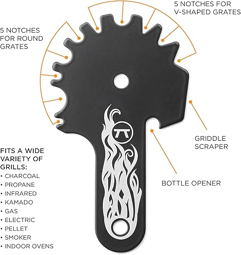Miniatura 3 de Outset Limpieza de parrilla, raspador universal para parrilla, acero inoxidable con bolsa de almacenamiento