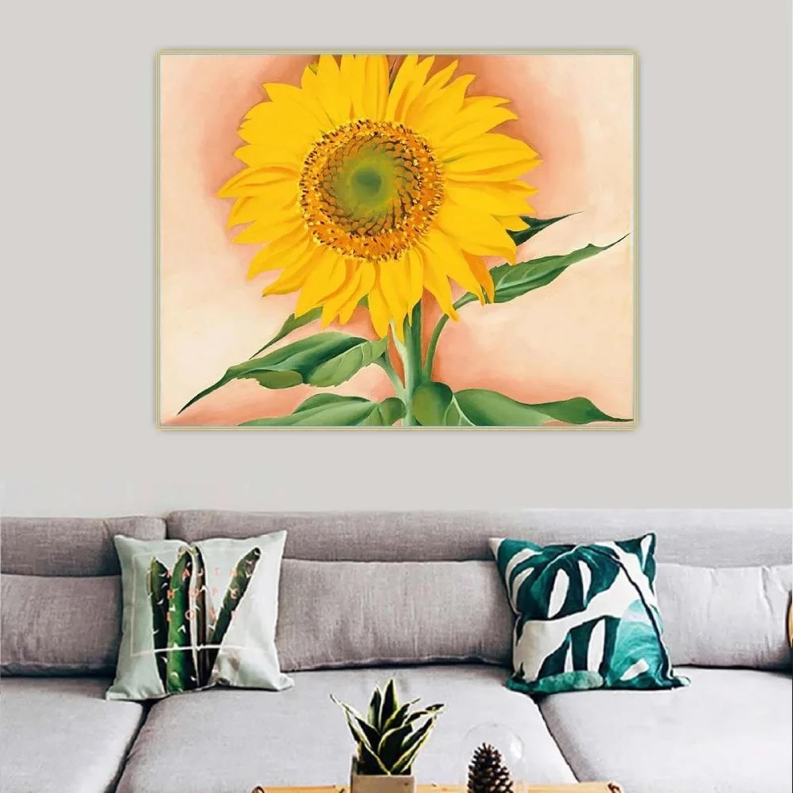 Gosrd Frameless Georgia O‘keeffe Sunflower Canvas Prints Art Oil Painting Artwork Print Picture Decor Home Living Room Decoration 70X100cm