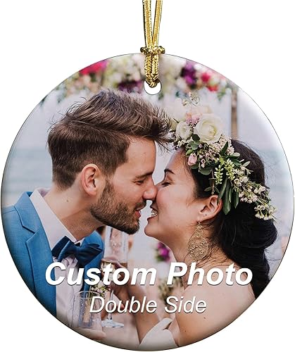 SLOONG Foto personalizada para árbol de Navidad adornos de Navidad colgantes de cerámica colgante familiar bola de decoración de vacaciones fiesta