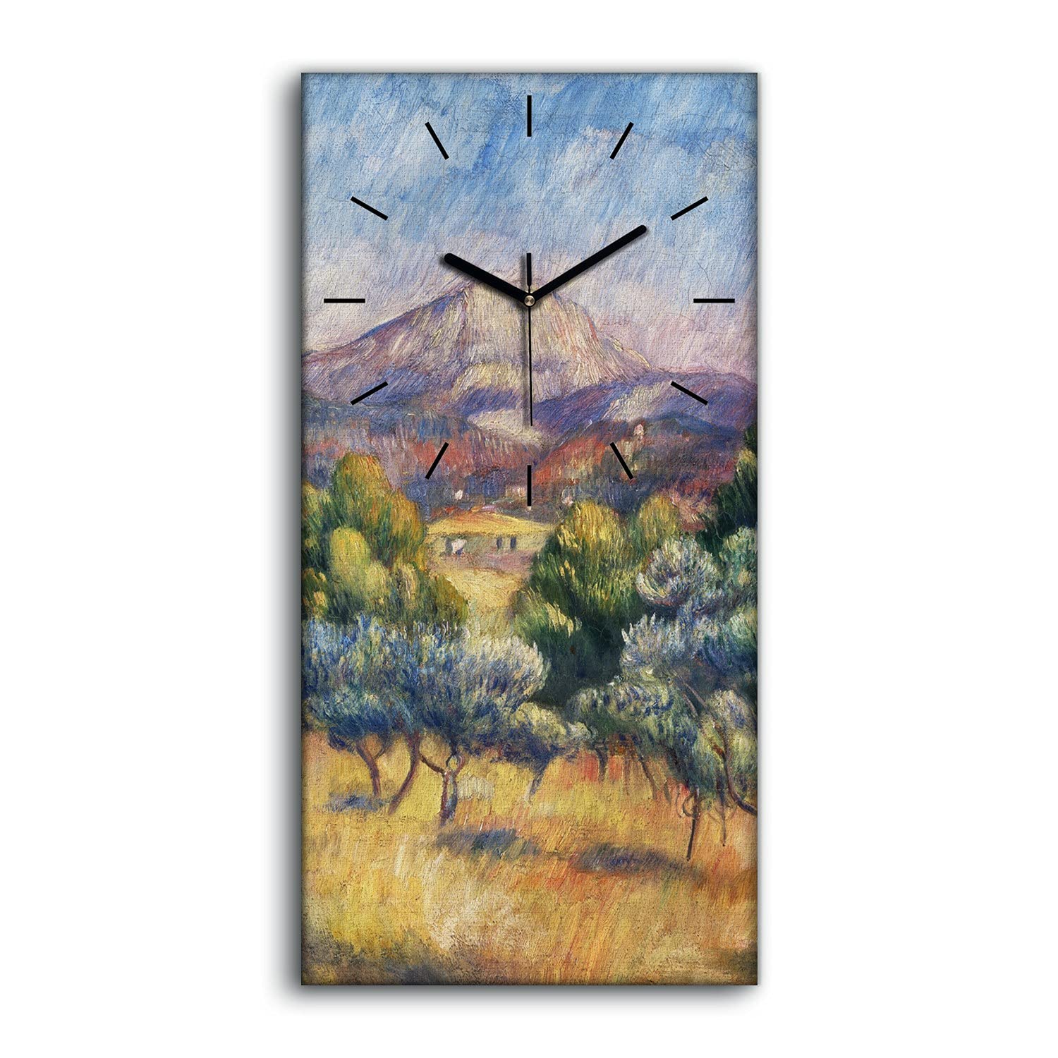 Art mural image decoration panorama montagne 30x60cm tableau horloge sur toile