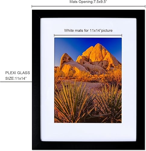 Miniatura 3 de Marcos de fotos colgantes de 11 x 14 pulgadas para pared con plexiglás y doble colgador de montaje para formatos horizontales y verticales, juego de