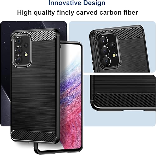 Miniatura 3 de Funda compatible con Samsung Galaxy A53 5G, funda delgada para teléfono con absorción de golpes, funda protectora de goma TPU de fibra de carbono,