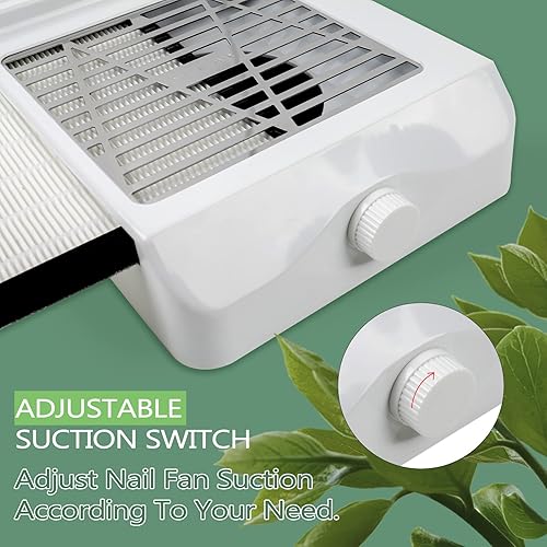 Miniatura 3 de BQAN Colector de polvo de uñas para salón de uñas, extractor de 60 W, colector de polvo al vacío, potente ventilador de uñas, con 1 cepillo de polvo
