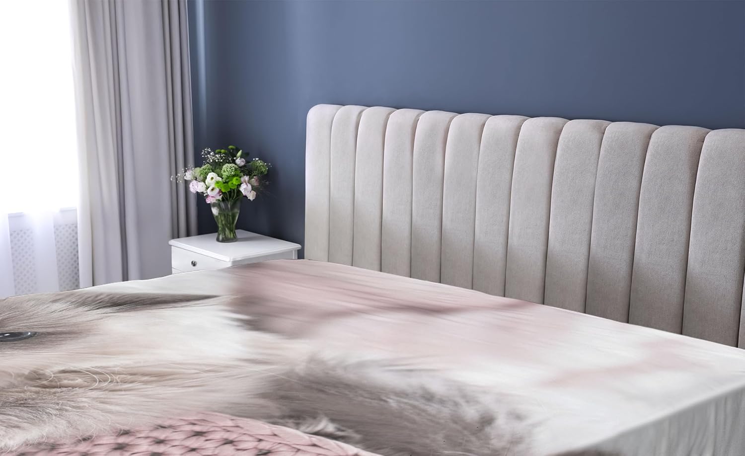 Ambesonne Cat 2 Pack Fitted Sheet, Kitty in Cozy and Warm 3D Image, Bed Cover All-Round Elastic Deep Pockets 2 Pieces, Package Contains 2 Queen Size Fitted Sheets, Dimgray and Pale Rose