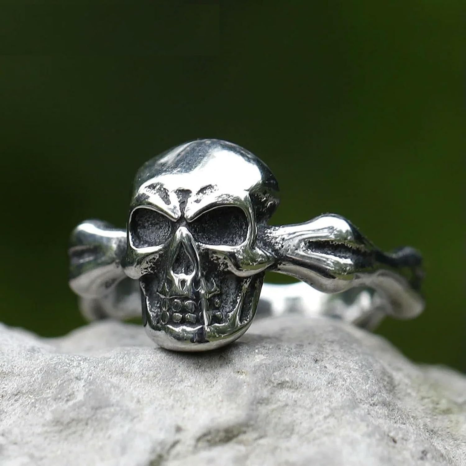 New Men's Rings Crossbones Pirate Skull Ring Aegishjalmur Jewelry Gifts Vintage image 4