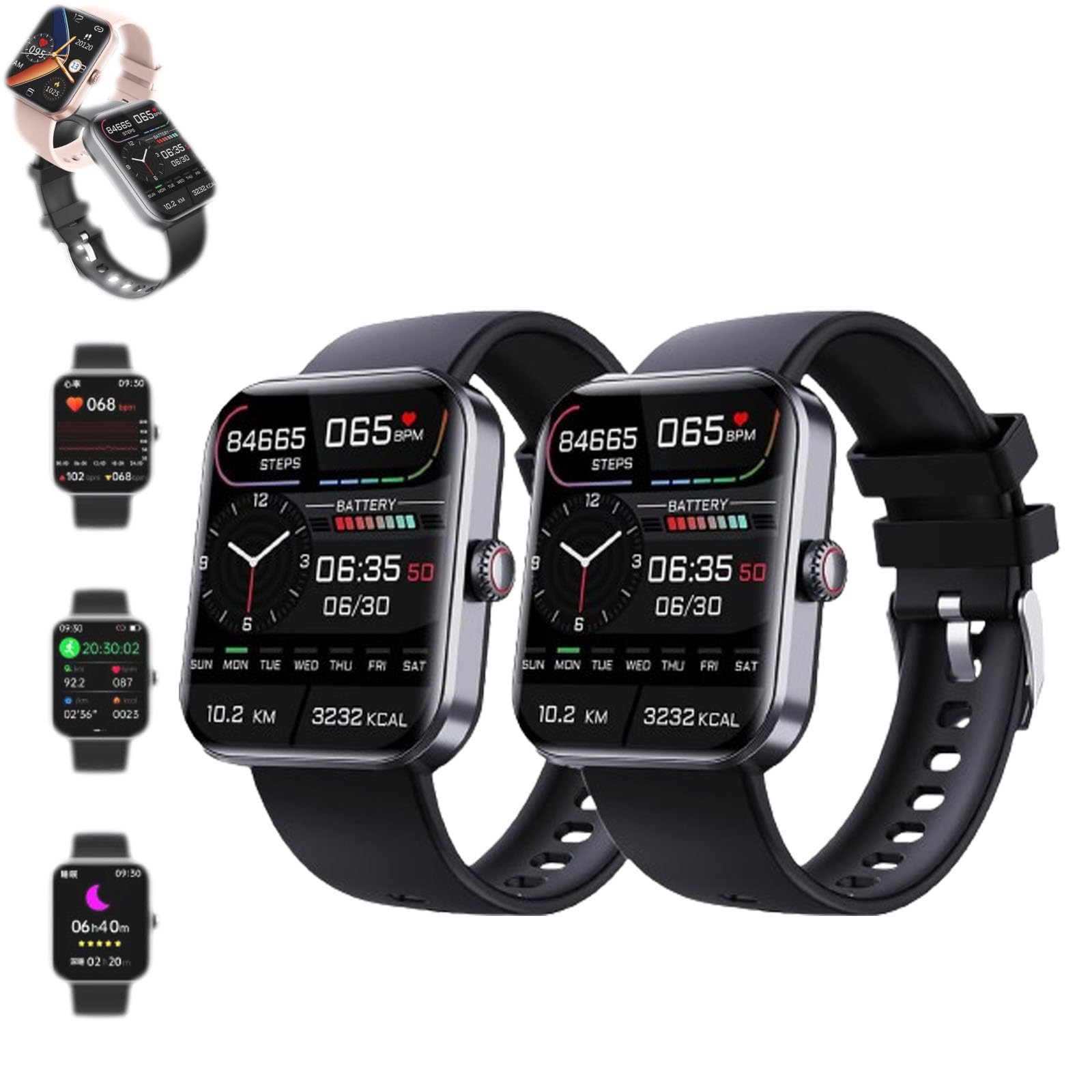 Hilipert Trackpro 2.0,Upgraded Ribili Trackpro 2.0,Dotmalls Trackpro 2.0,Sherum Trackpro 2.0,Libiyi Smartwatch,Hilipert Trackpro 2.0 Smart Watch,Sherum Track pro 2.0, Shirem TrackPro 2.0 (black 2pcs)