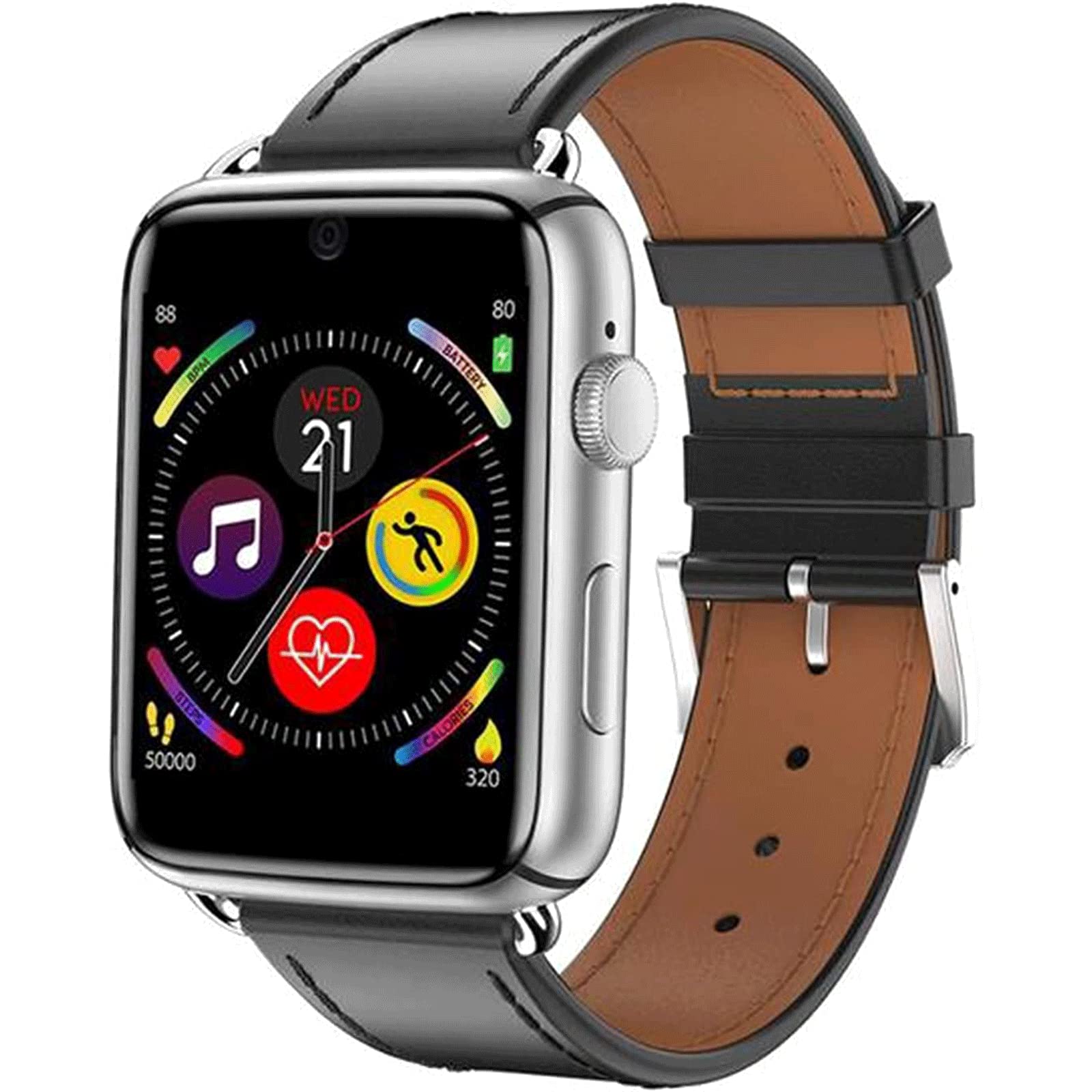 ZUMAHA Reloj inteligente con pantalla IPS de 1.88 pulgadas, ranura para tarjeta nano SIM integrada, sensor de frecuencia cardíaca, podómetro, reloj deportivo