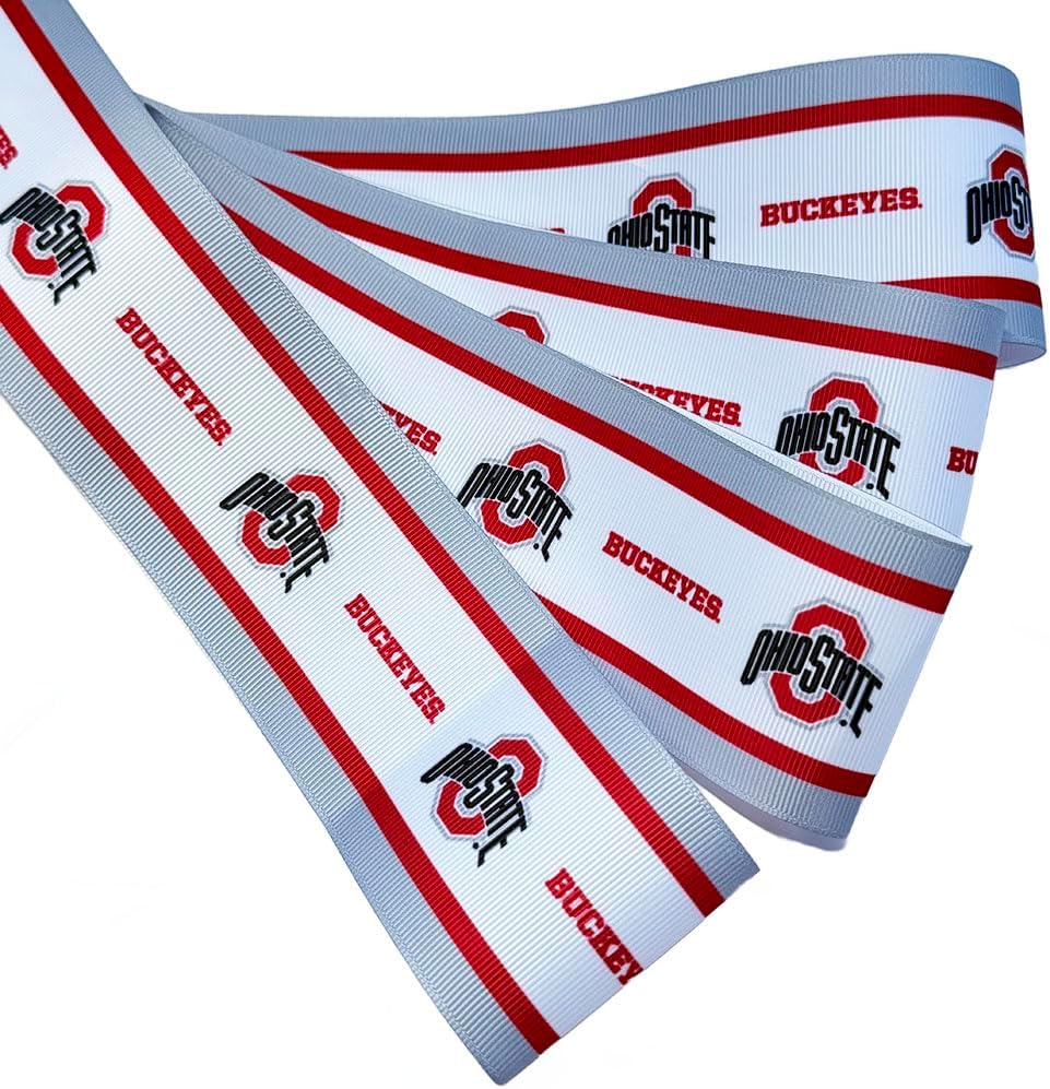 2-1/4" Ohio State Grosgrain Ribbon, Licensed by Divine Creations - Officially Licensed - 5 Yards (15 Feet)