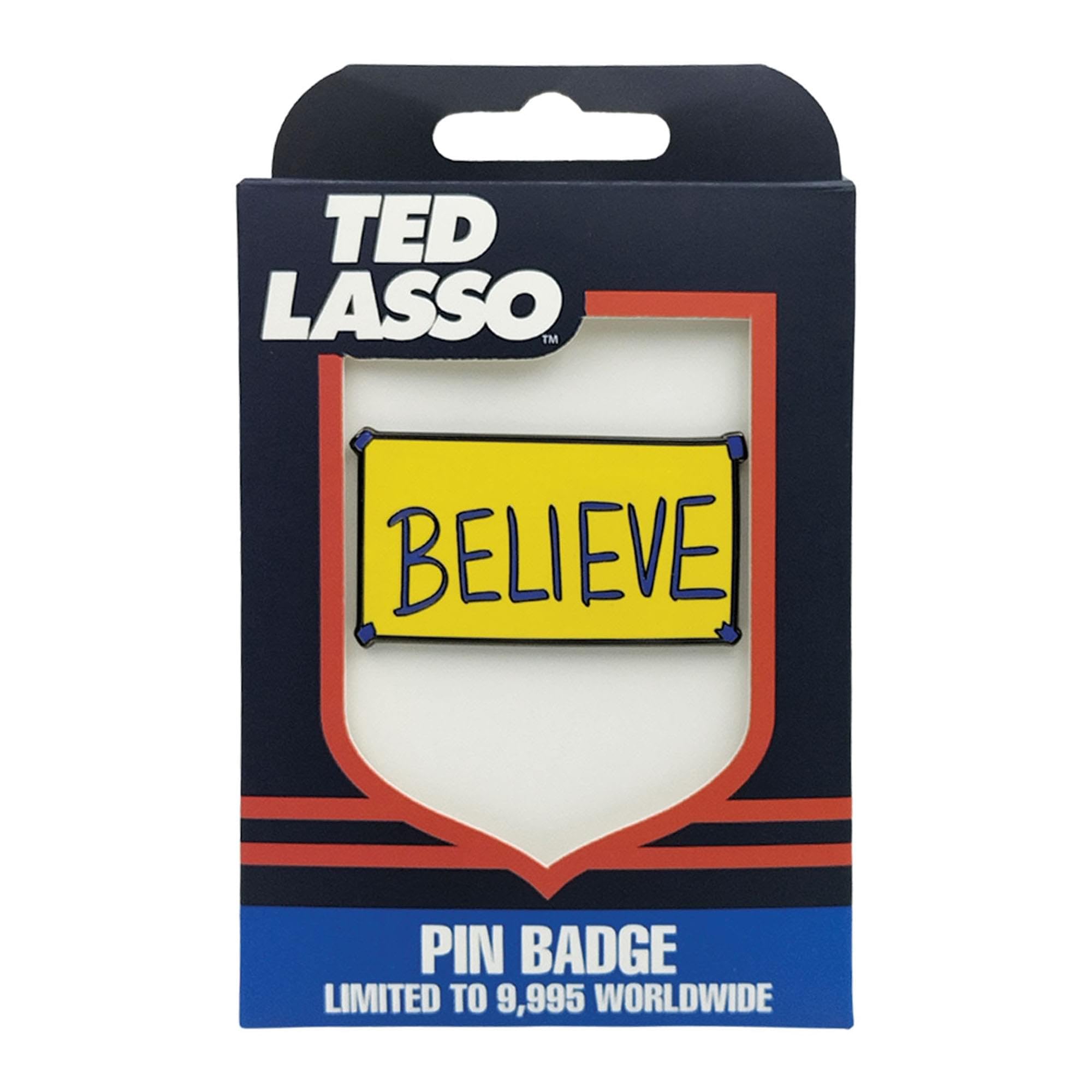 Ted Lasso "Believe" - Pin de solapa esmaltado oficial inspirado en la exitosa serie de televisión, coleccionable motivacional para fanáticos, amantes de la televisión y compradores de regalos