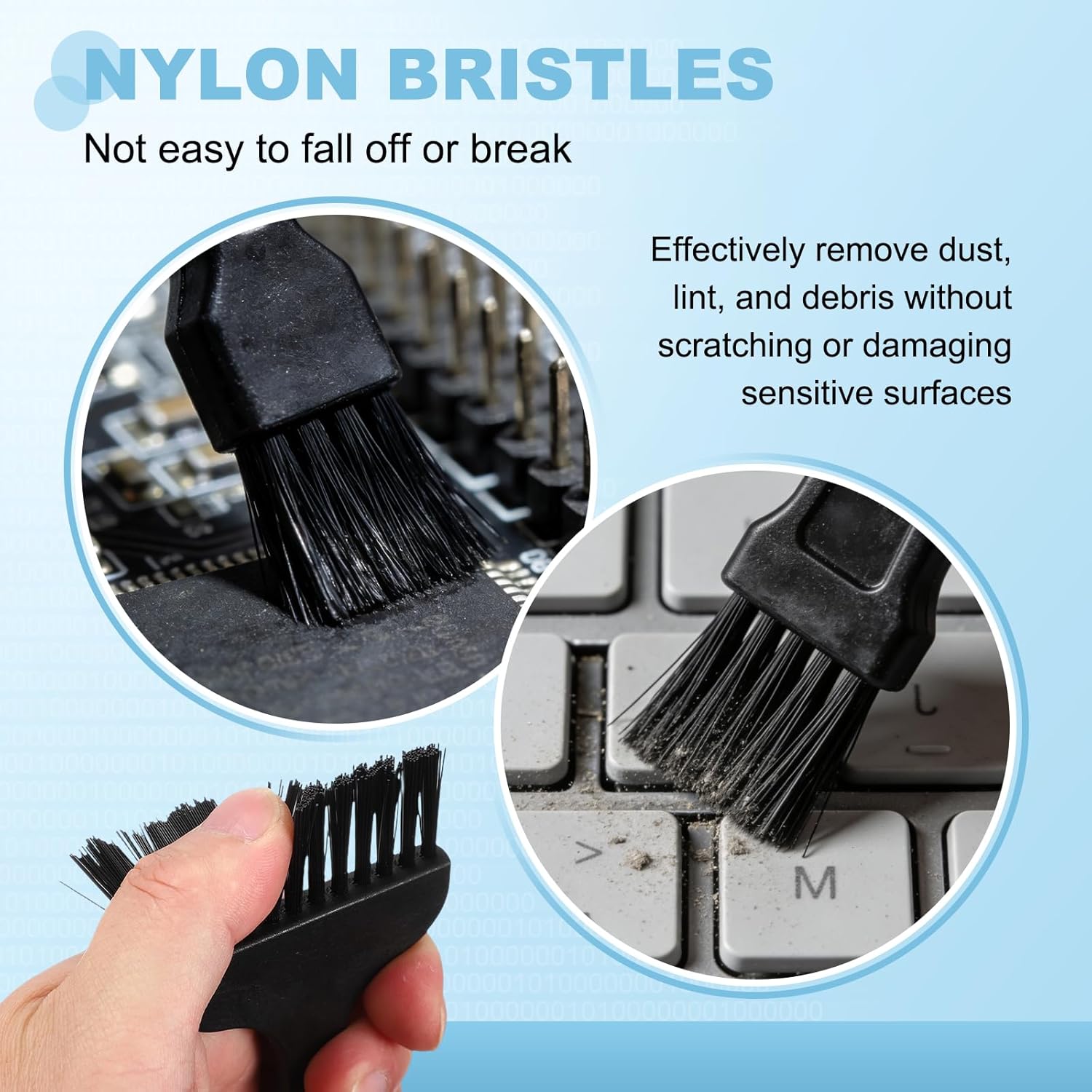 PATIKIL ESD Brush, 3Pcs Electronic Cleaning Brush Set with Tweezers Anti Static Cleaning Tools Plastic Flat Nylon for PCB Computer Keyboard Camera 3D Printers, 25x62mm Bristles