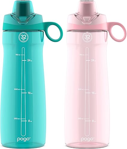 Miniatura 8 de Pogo Botella de agua Tritan con tapa Chug de 32 onzas (grisazul, paquete de 2)