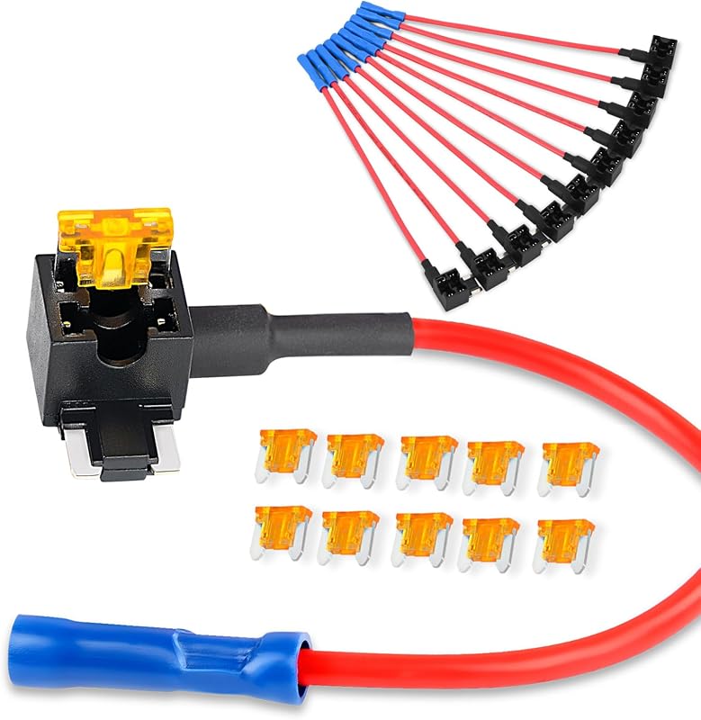 Adaptador de fusível add-a-circuit Nilight 50038R para fusível mini de perfil baixo 12 V com fusíveis de 5 A – Kit com 10 unidades