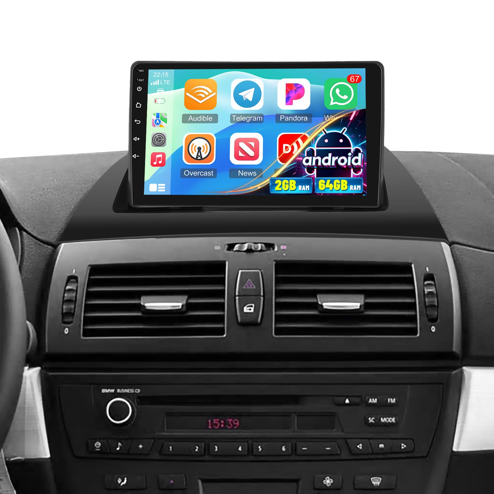 Photo 1 of for BMW X3 E83 Radio 2004 2005 2006 2007 2008 2009 2010 2011 2012, [2G+64G] X3 Android Car Stereo with 9 inch Screen Carplay/Android Auto/1080P/Bluetooth/WiFi