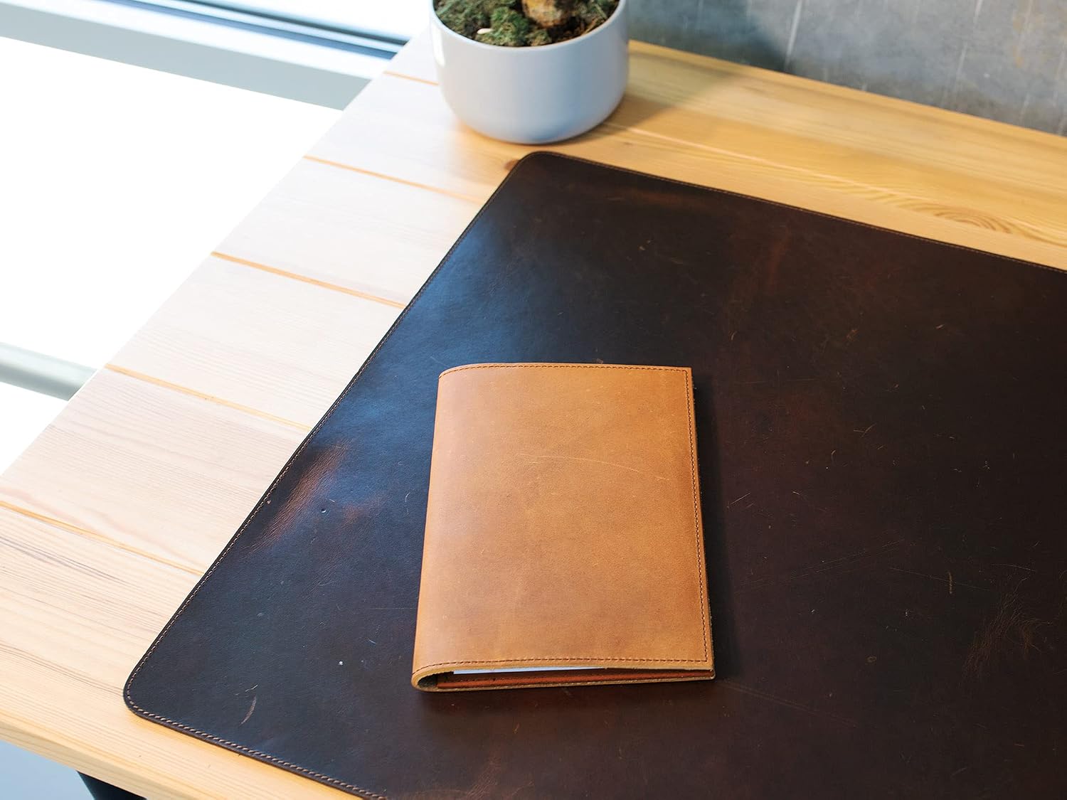 Notepad Holder Leather Notepad Holder Legal Pad Holder Notebook Holder Crazy Horse Leather Padfolio - Business Gift - Made in USA (Wheat)