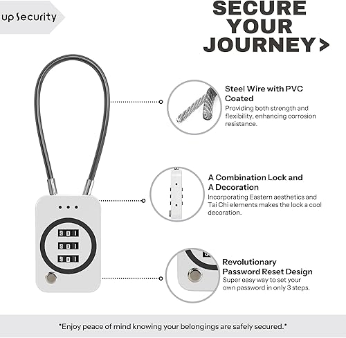 Miniatura 4 de Candado de cable con combinación, bloqueo de cable combinado con código, combinación de candado pequeño, candado combinado para equipaje de viaje,