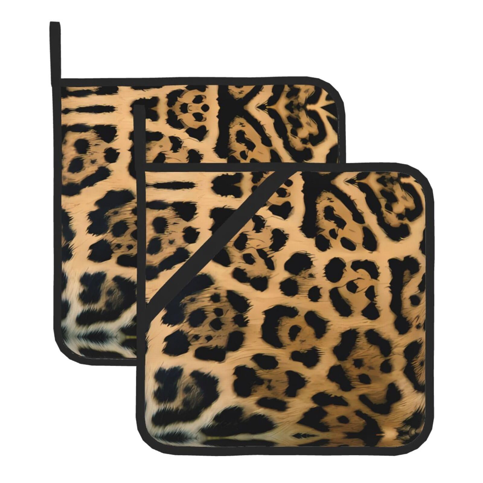 HJFCZH Leopard Print Prints Square Hot Pads for Kitchen Counter - Waterproof Pot Holders, Durable Heat Resistant Throw Layers for Serving, Oven & BBQ - 2 Pack