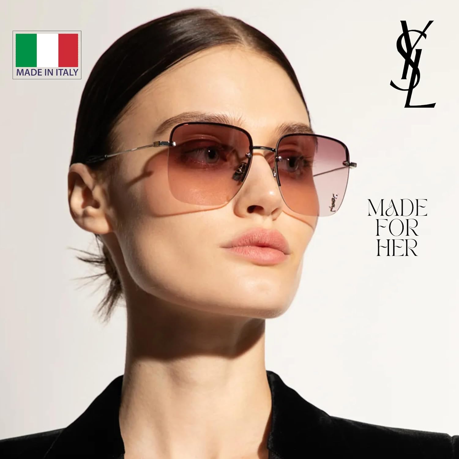 SAINT LAURENT SL 312 M Square shape Sunglasses + Bundle with eSHADES Luxury Eyewear Kit - Image 8