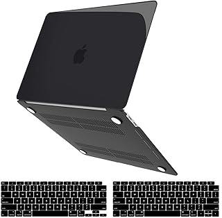 MacBook Air 13 Inch Case 2020 2019 2018 Release A2337 M1 A2179 A1932, Slim Crystal Clear Plastic Hard Shell Cover with Keyboard Cover for Mac Air 13.3 with Retina Display & Touch ID (Black)