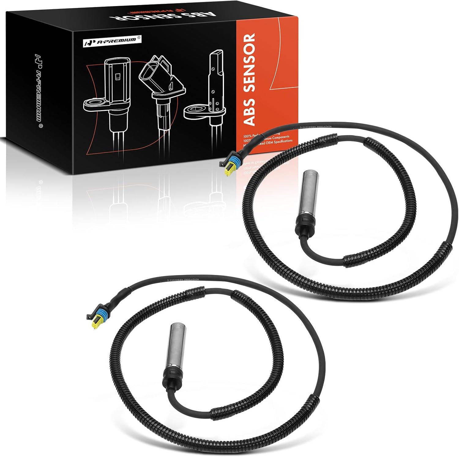 A-Premium Front Side ABS Wheel Speed Sensor Compatible with Chevrolet, GMC Models - C6500 Topkick 2003-2008, C7500 Topkick/C6500 Kodiak/C7500 Kodiak 2003-2009, T6500/T7500 2004-2009, 2-PC Set