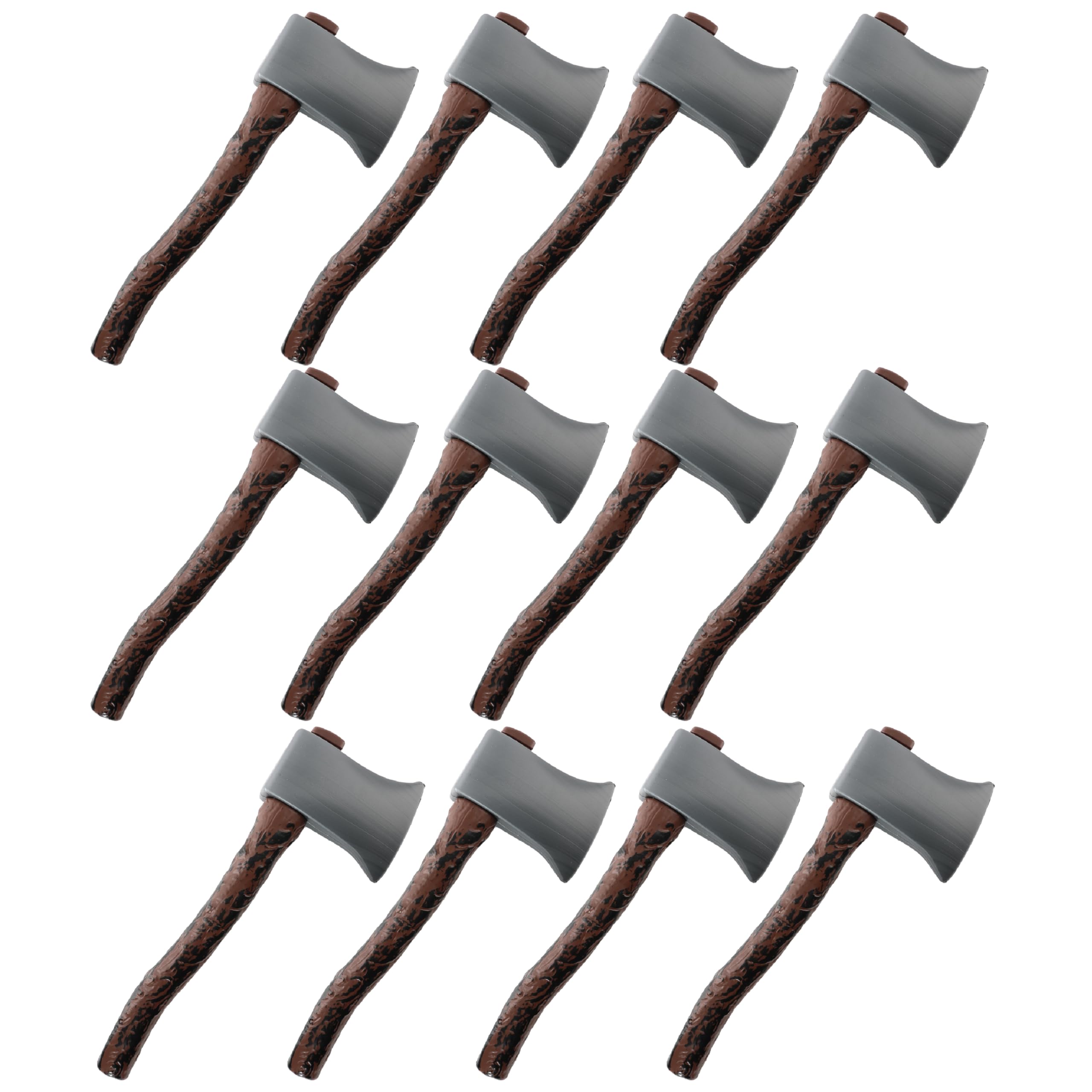 Woodsman Axe With Brown Handle Fancy Dress Accessory - Pack of 12 - Plastic Axe Prop With Wooden Handle - Halloween School Book Week World Book Day Fancy Dress Costume Accessory