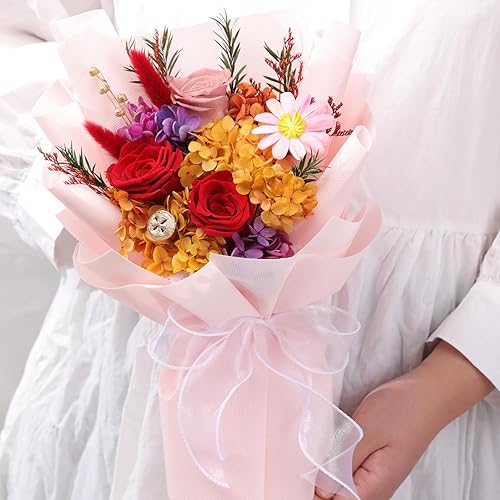 Miniatura 5 de Flores para entrega Prime,Ramos de flores preservadas,Ramos de rosas rojas que duran 1-3 años,Regalo para ella Cumpleaños Navidad Día de San