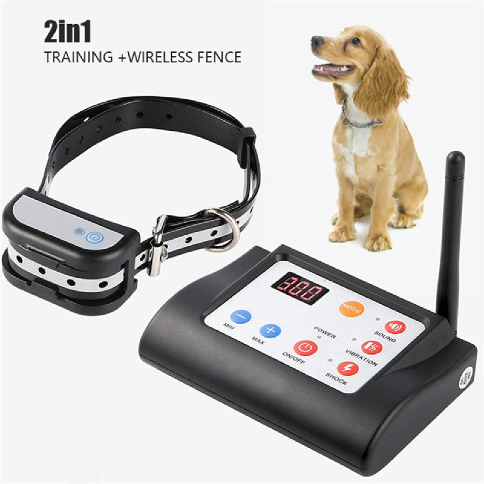 1pc clôture pour Chien sans Fil clôture électronique pour Animaux de Compagnie étanche avec Fonction de Son et de Choc 2 en 1 Collier d'entraînement de clôture pour Chien électrique