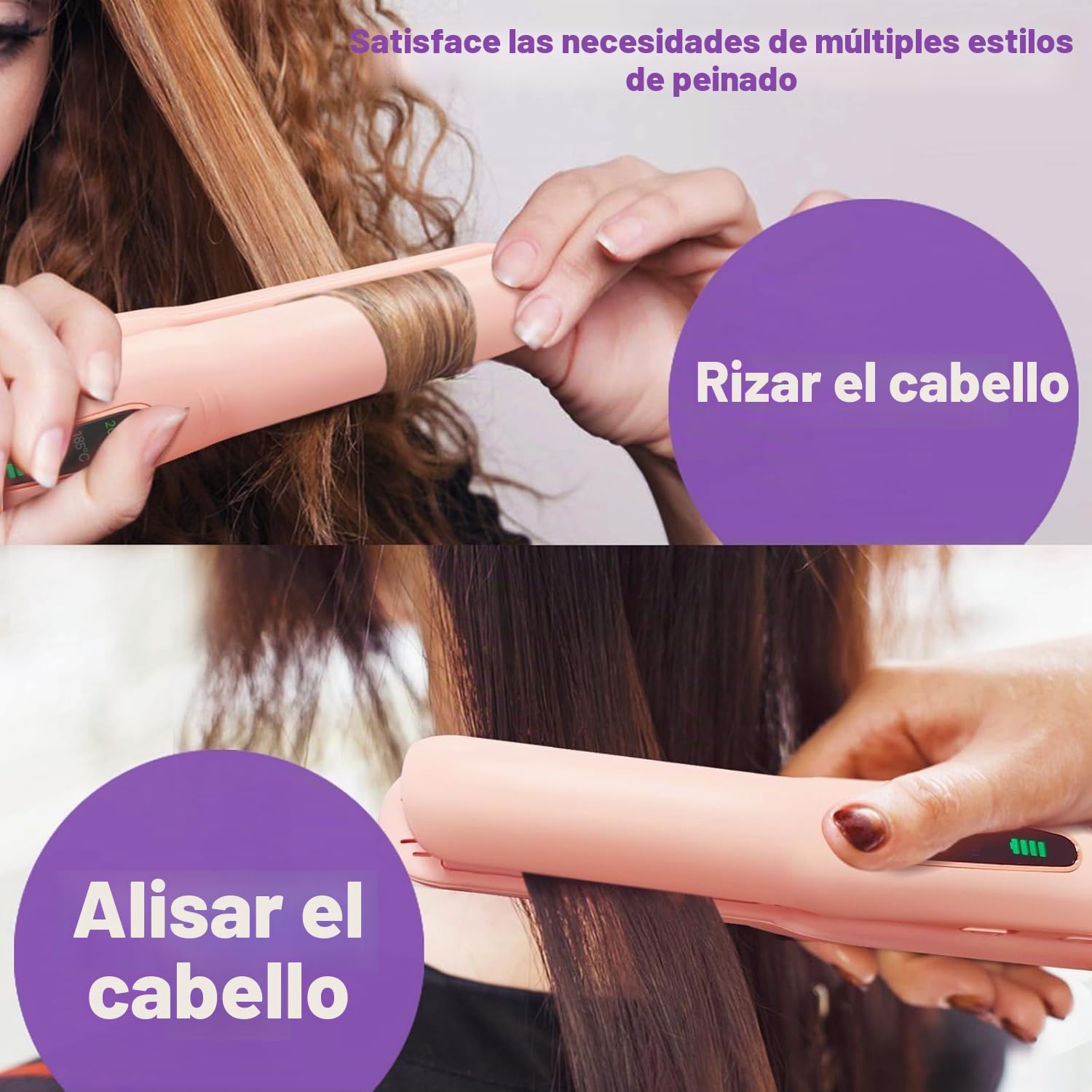 Sunmay Voga - Plancha y rizadora inalámbrica 2 en 1, mini plancha plana para retoques de cabello corto y fino, varita rizadora portátil de viaje y plancha alisadora con recargable por USB