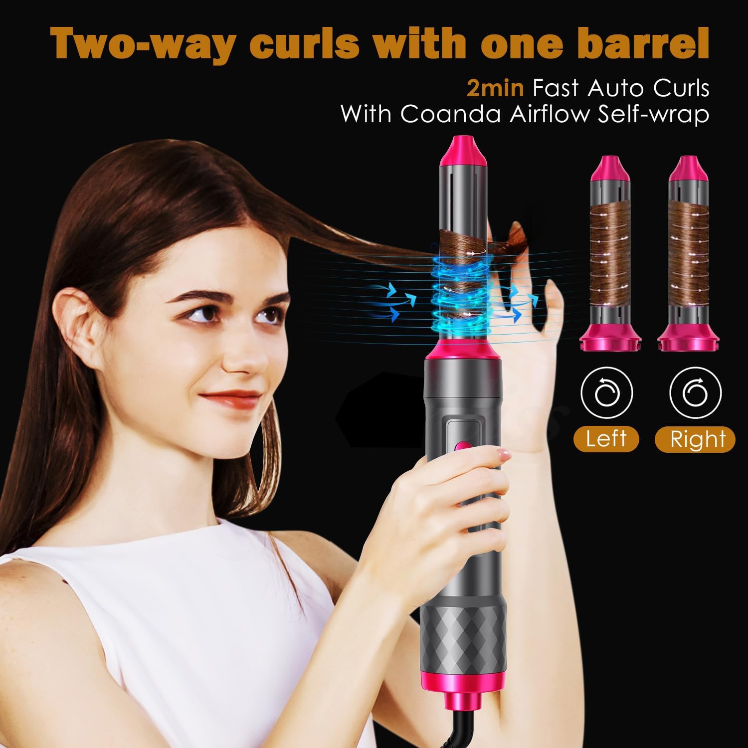 Hair Styler 5 in 1, Magic Hairstyler, 1000W Hair Dryer Brush for Hair Styling, Hot Air Brush for Volumizing, Hair Wrap Dryer Set with Detachable Heads Comb