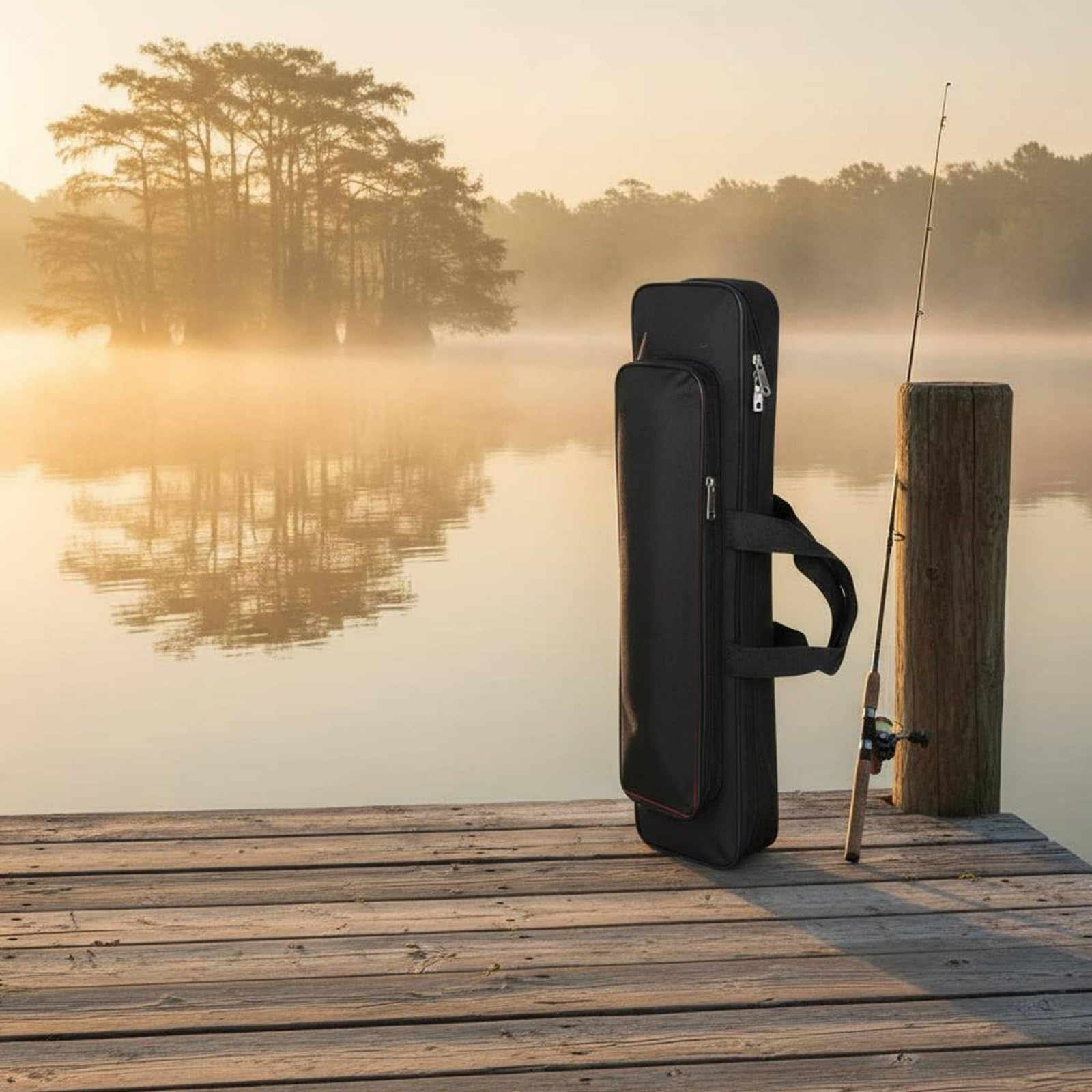 Custodia Porta Attrezzi da Pesca Borsa Porta Canne Design Compatto Tessuto Tecnico Impermeabile Manici Comodi Struttura Rigida Adatta per Pesca in Acqua Dolce, 80CM