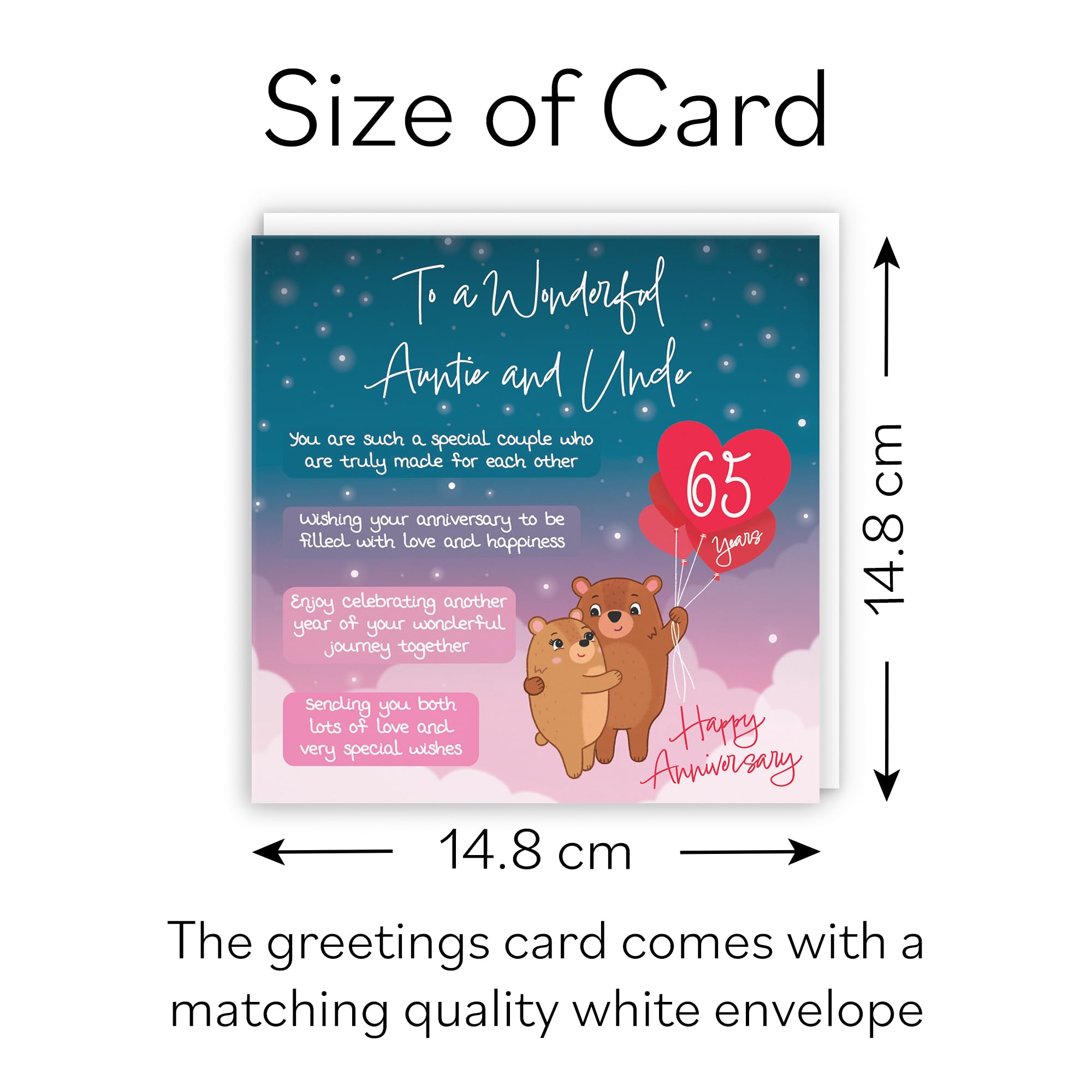 Hunts England, Auntie And Uncle 65th Anniversary Card, Starry Night, Cute Bears - Image 4