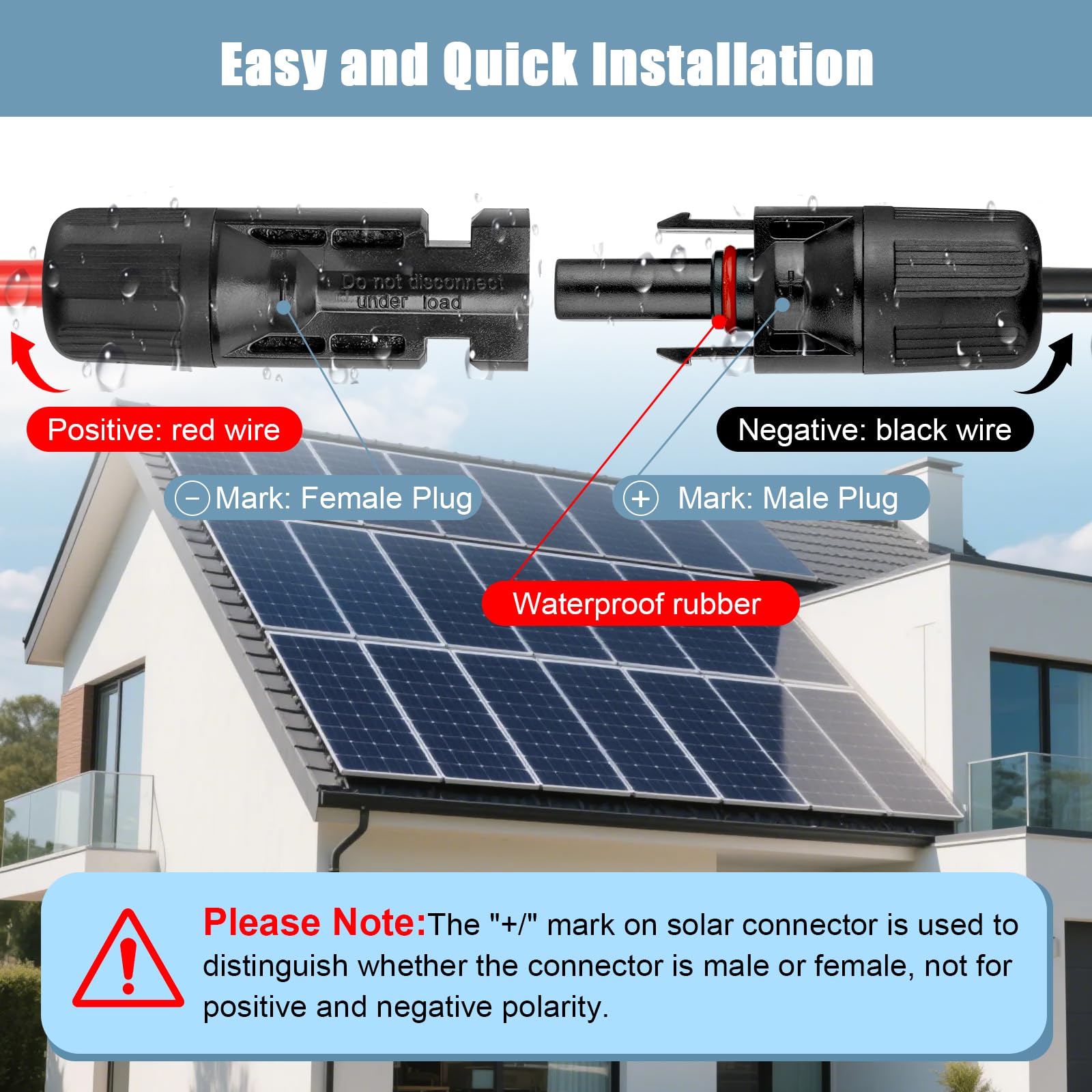 MOOKEERF Cable de panel solar de 10 AWG a conector Anderson, cable de extensión solar de 50 pies con conector estilo Anderson para estación de energía portátil, panel solar, generador solar