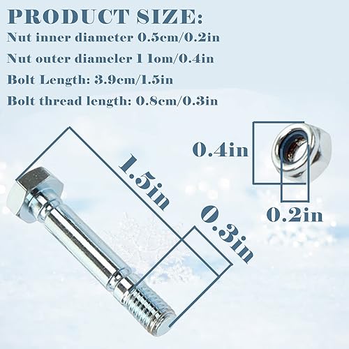 Miniatura 2 de 303160355P / 303160355 - Juego de pasadores de cizalla para soplador de nieve Powersmart con cuatro pasadores y tuercas