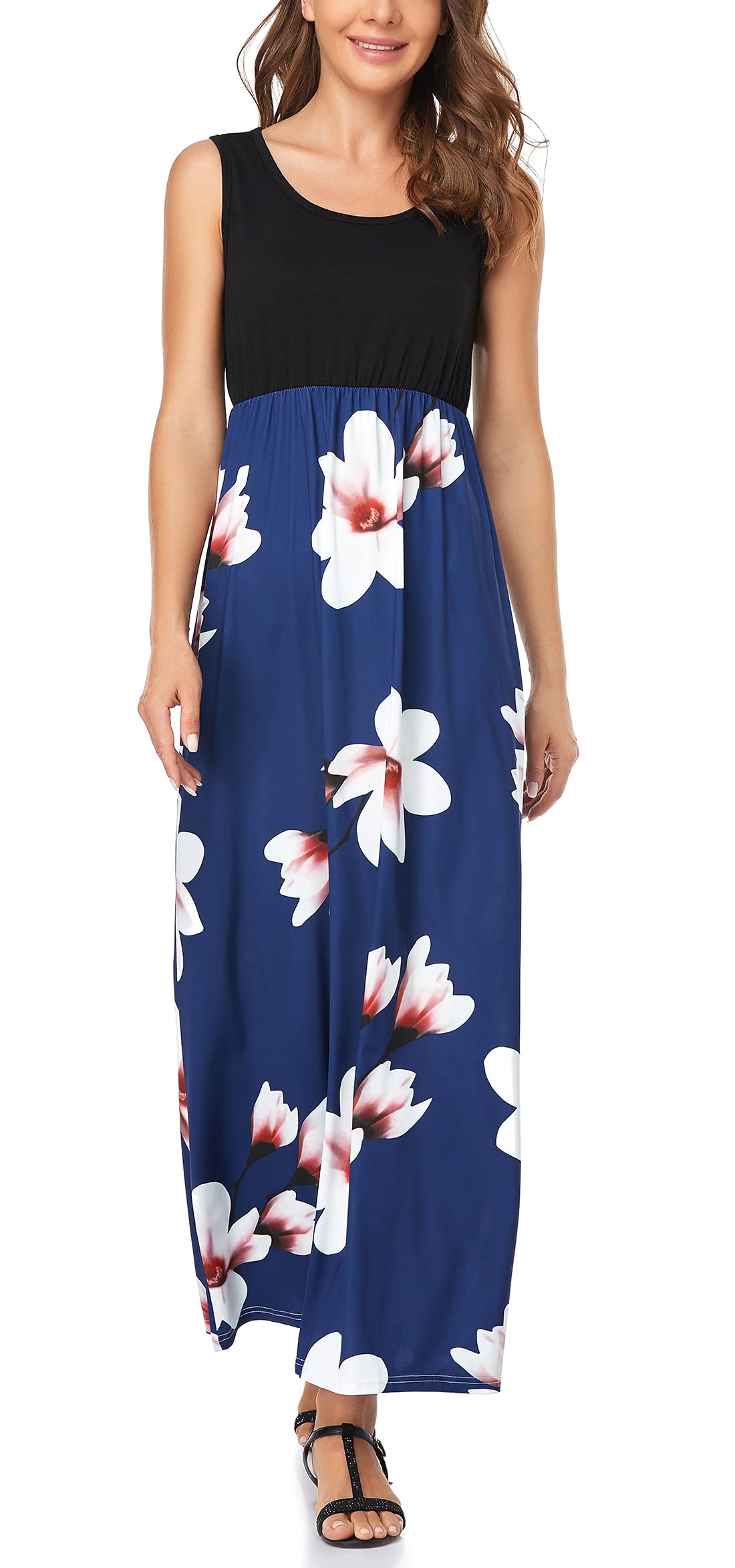 Lacavocor Womens Summer Maxi Dress Tank Top Sleeveless Long Dresses